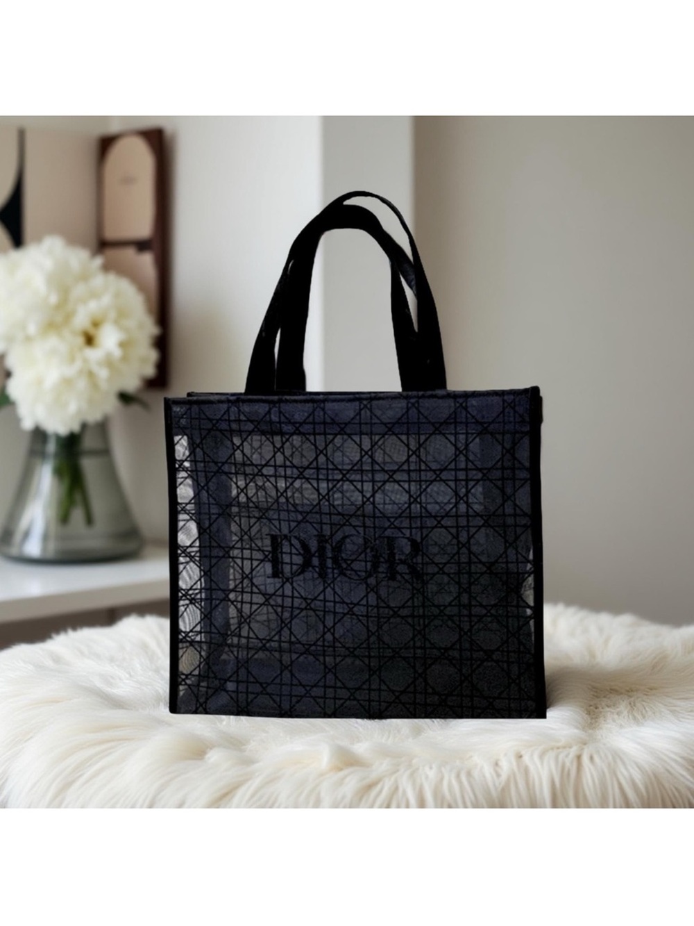 Dior Black Mesh Tote NIB - Picture 3 of 5
